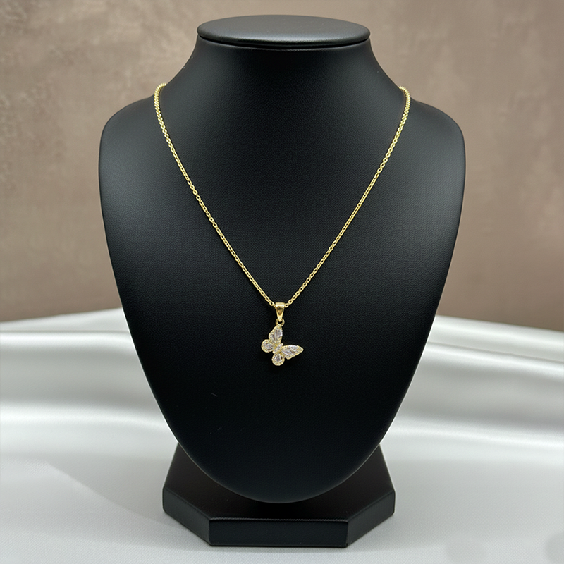 Crystal Butterfly Pendant Necklace