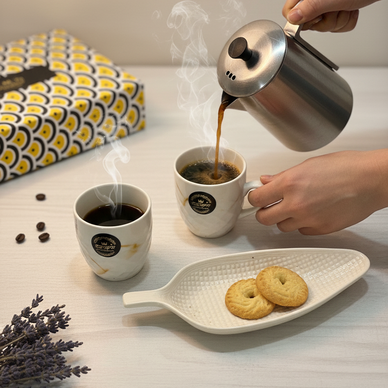 Coffee Mug Set with Snack Plate