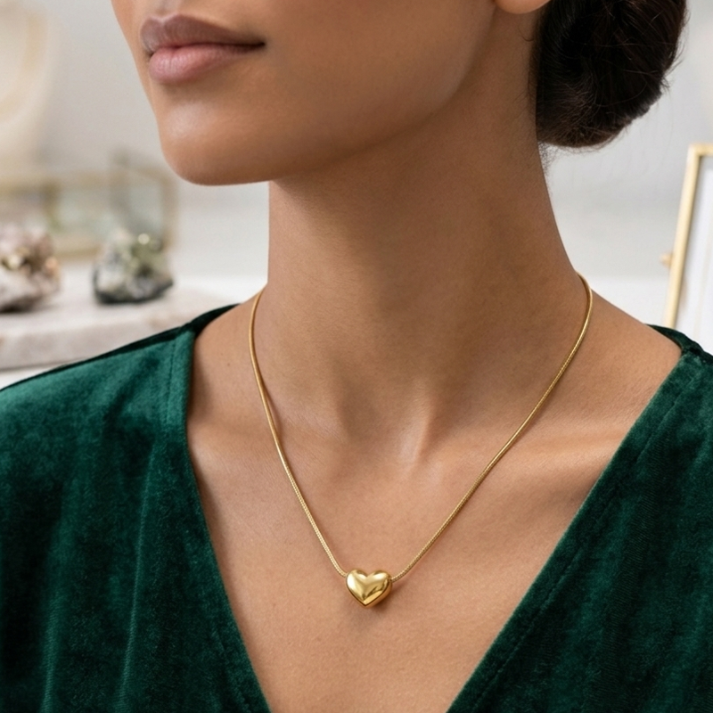 Classic Gold Heart Pendant Necklace